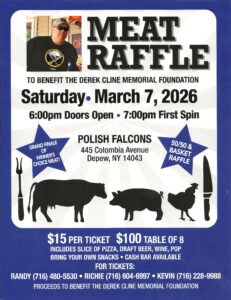 Derek Cline Foundation Meat Raffle Poster
