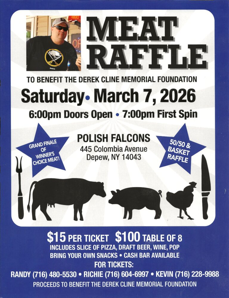 Derek Cline Foundation Meat Raffle Poster
